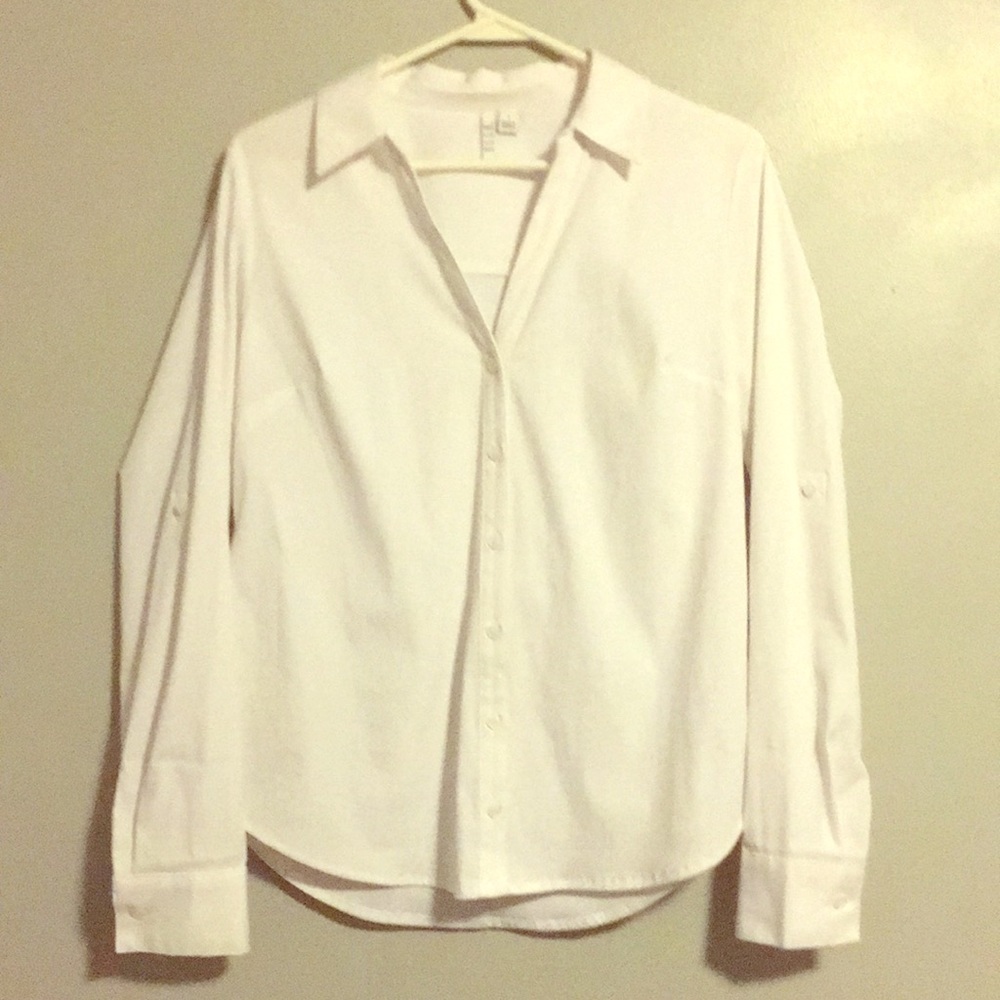 ELLE size S Polyester White Dress Shirt